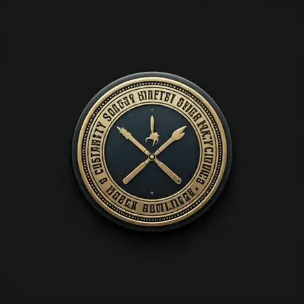 Small circular safety certification seal for chimney technicians, showing a stylized badge with technical instruments
