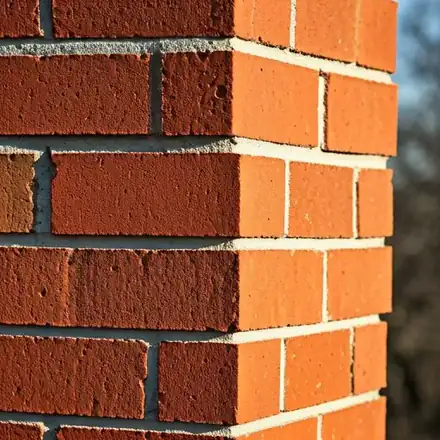 Expert tuckpointing on a classic red brick chimney