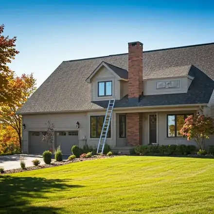 Shot of a modern suburban house in Andover, Minnesota during a clear autumn day