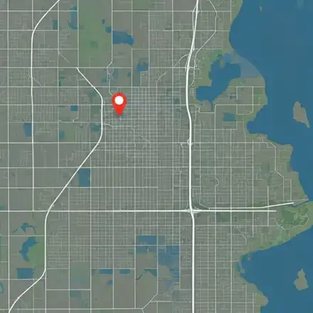 Satellite-style map view of Mounds View, MN, centered around the beautiful lakes and residential grids