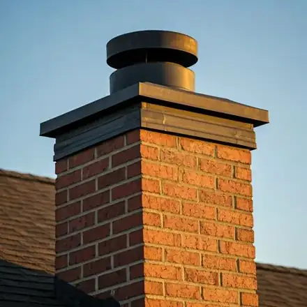 A expert masonry restoration project on a classic brick chimney in a suburban Cottage Grove home